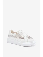 Kožené Dámské Tenisky S Dekorací model 22095158 Bílé - Goe Kožené Dámské Tenisky S Dekorací model 22095158 Bílé - Goe