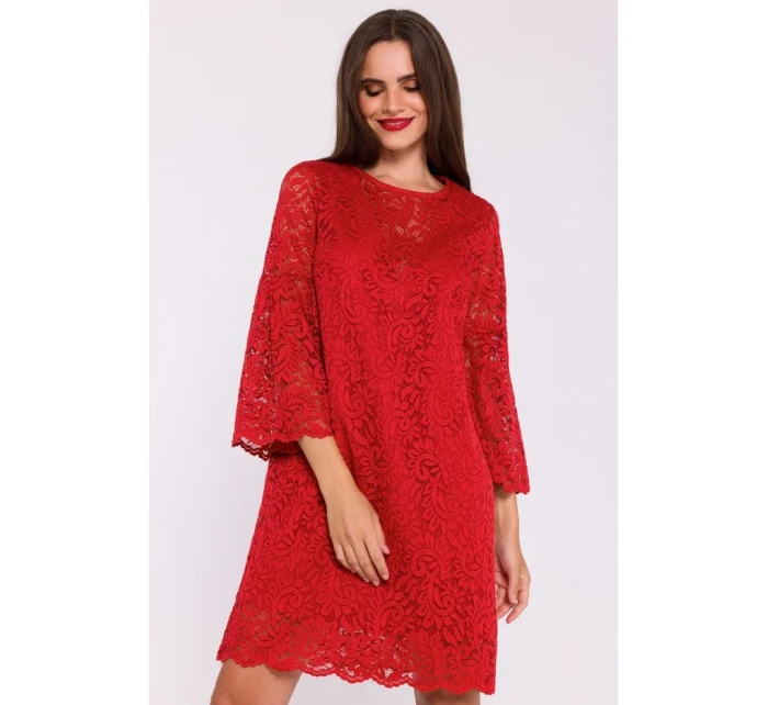 Krajkové šaty ve tvaru  červené model 20531302 - STYLOVE