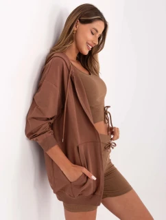 Hnědý dámský trojdílný komplet basic (7742)