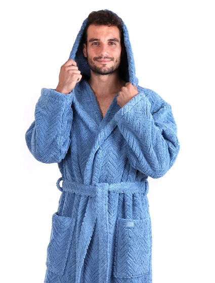 pánský župan Athena s kapucí denim pánský župan Athena s kapucí denim