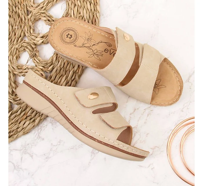 Žabky na suchý zip eVento W EVE224B beige