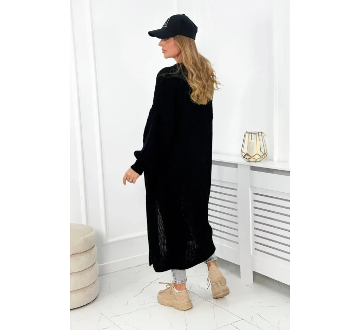 Svetr dlouhý kardigan černý Svetr dlouhý kardigan černý