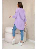Bavlněná mušelínová košile oversize fialka