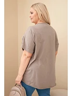 Dámská bavlněná halenka Plus Size s model 22212488 květinami fango - K-Fashion Dámská bavlněná halenka Plus Size s model 22212488 květinami fango - K-Fashion