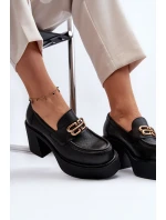 Zazoo 20170 Kožené Dámské Polobotky na Podpatku Černé