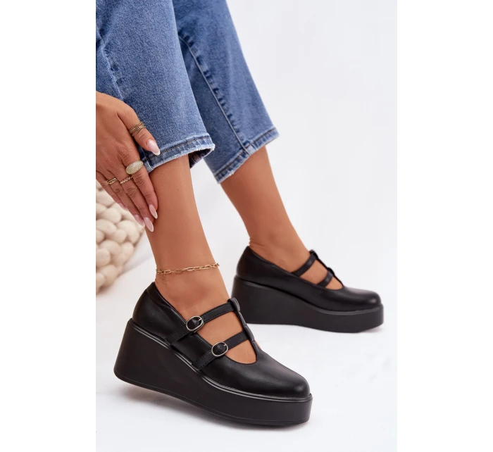 Dámské polobotky na platformě s pásky Černé Jesivelle