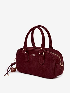 Malá bordová kabelka typu kufřík z eko semiše Annelle