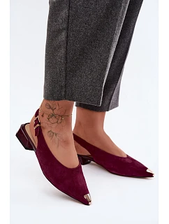 Kožené Semišové Dámské Sandály na Nízkém Podpatku D&A CR61-3050 Bordó