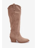 Beige kožené kozačky typu kovbojky Sylvie Beige kožené kozačky typu kovbojky Sylvie