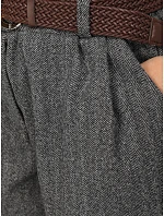 Elegantní dámské šortky se vzorem v podobě rybí kosti a s páskem, šedé, FashionStreet SY0619 Elegantní dámské šortky se vzorem v podobě rybí kosti a s páskem, šedé, FashionStreet SY0619