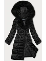 Černá dámská zimní bunda s páskem model 21246892 - S'WEST