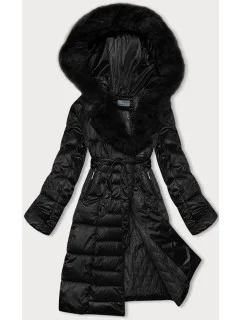 Černá dámská zimní bunda s páskem model 21246892 - S'WEST