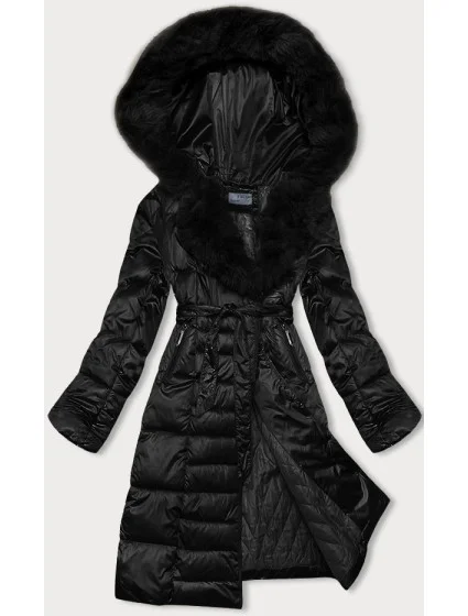 Černá dámská zimní bunda s páskem model 21246892 - S'WEST