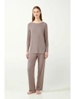Žebrované bambusové pyžamo s rukávy model 20515825 - Vamp Žebrované bambusové pyžamo s rukávy model 20515825 - Vamp