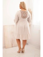 Dámské viskózové šaty Plus Size s ažurovou ozdobou béžová