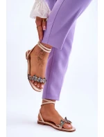 Dámské sandály s ozdobnými Béžove model 21613343 - Boto