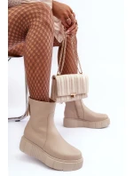 Dámské kožené boty na platformě Bežové model 21633565 - Zazoo