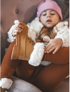 Dětské Trapery Botky na Zip s Kožešinou Camel model 21640125 - Boto