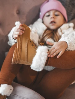Dětské Trapery Botky na Zip s Kožešinou Camel model 21640125 - Boto