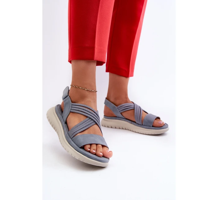 Lehké Dámské Pohodlné Sandály Na Suchý Zip Modré Ceclea