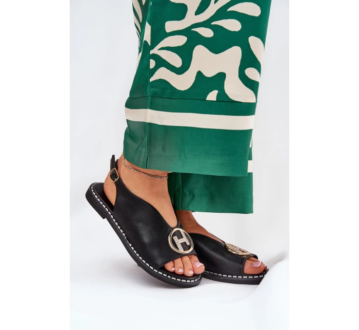 Ploché Elegantní Sandály S Dekorací Černé model 21685756 - Boto Ploché Elegantní Sandály S Dekorací Černé model 21685756 - Boto