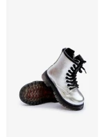 Zateplené Dívčí Lakované Kotníkové Boty Na Zip Stříbrné Novita