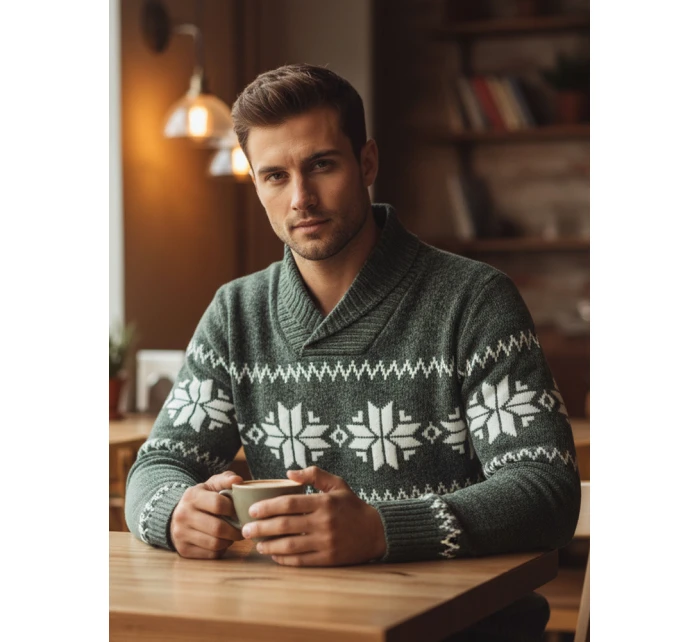 Pánský zelený svetr FashionStreet WX2270