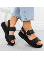 Dámské kožené sandály na platformě černé model 21904806 - Remonte