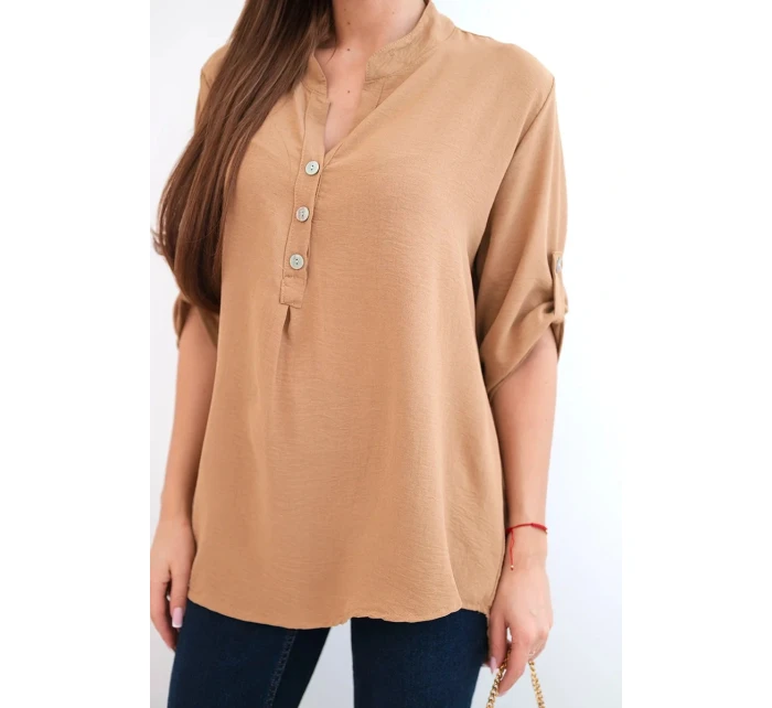 Halenka s delšími zády camelová Halenka s delšími zády camelová