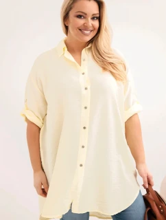 Dámská košile Plus Size z viskózy s delším zadním dílem žlutá