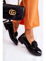 Dámské kalhoty lakované s mašlí Černý model 21593079 - S.Barski