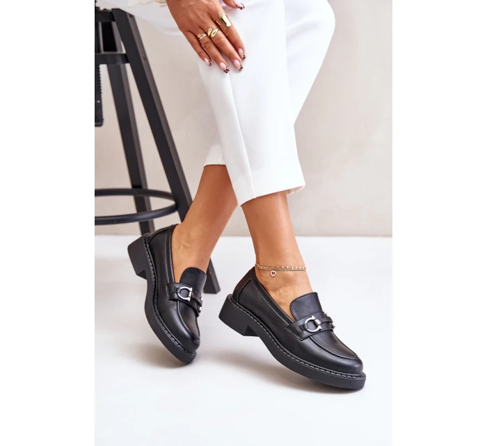 Dámské kožené mokasíny černé model 21633347 - SERGIO LEONE