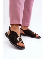 Elegantní dámské sandály s ozdobou z  Černé model 21659535 - S.Barski