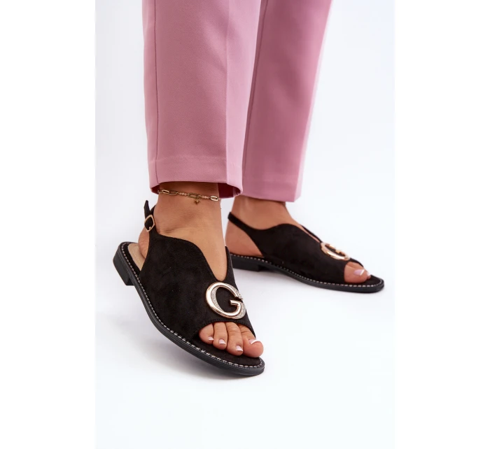 Elegantní dámské sandály s ozdobou z  Černé model 21659535 - S.Barski