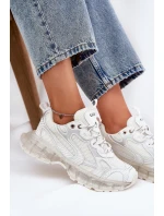 Dámské Kožené Tenisky model 21691437 Béžové - Goe