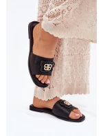 Ploché Dámské Pantofle S Dekorativním Detalem Černé model 21699571 - Boto Ploché Dámské Pantofle S Dekorativním Detalem Černé model 21699571 - Boto