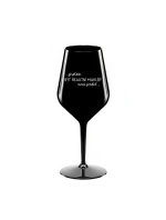 PROTOŽE BÝT REALITNÍ MAKLÉŘ NENÍ PRDEL - černá nerozbitná sklenice na víno 470 ml
