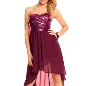 Dámské společenské šaty korzetové MAYAADI s asymetrickou sukní fialové - Fialová - MAYAADI