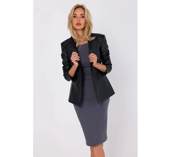 Dámské sako z umělé kůže model 22041123 černé - Moe