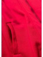 Dlouhá červená dámská rozepínací mikina (AMG815)