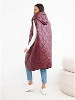 Dámská prošívaná vesta Plus Size s kapucí zapínaná na zip tyrkysová