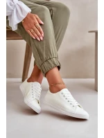 Dámské kožené šněrovací klasické tenisky bílé model 21590967 - EVENTO