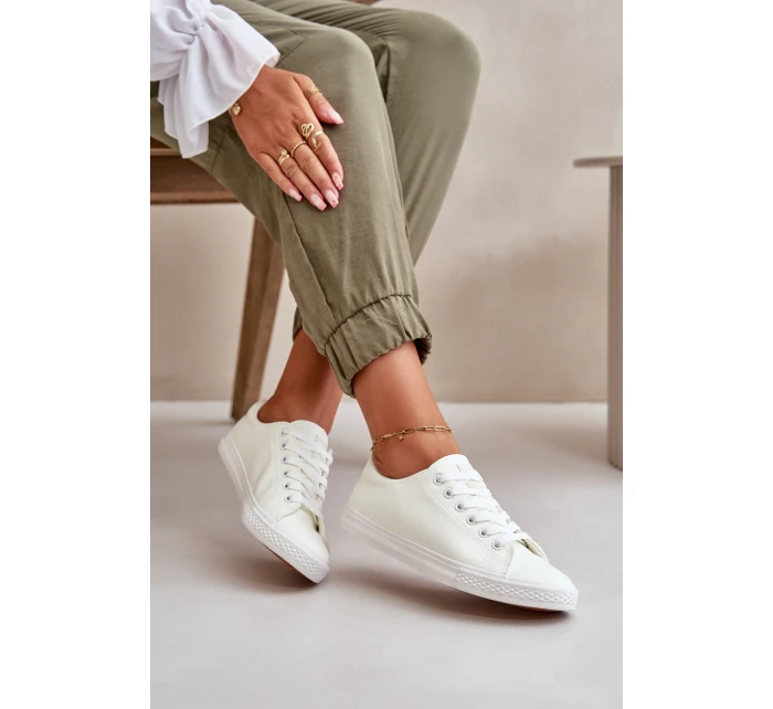 Dámské kožené šněrovací klasické tenisky bílé model 21590967 - EVENTO