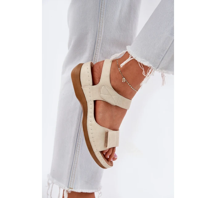 Pohodlné dámské sandály na suchý zip zlaté Iphiope Pohodlné dámské sandály na suchý zip zlaté Iphiope