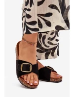 Dámské Pantofle S Přezkou Na Korkové Platformě Černé Zavira Dámské Pantofle S Přezkou Na Korkové Platformě Černé Zavira