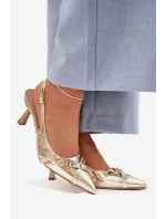 Dámské sandály na podpatku s řemínky a přezkou Zlaté Parina