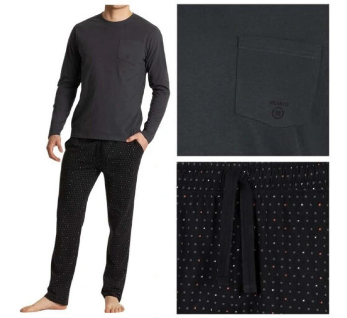 Pánské pyžamo NMP-361-01 Tmavě šedá / černá vzor - Atlantic