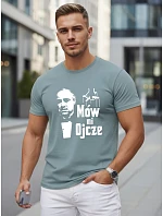 Tshirt męski klasyczny z nadrukiem bawełniany petrol model 22217922 - FashionStreet
