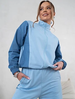 Tepláková souprava mikina na zip + široké kalhoty modrá (821151)