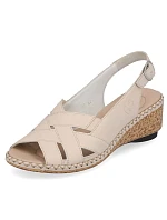 Kožené pohodlné sandály Rieker W RKR682 beige
